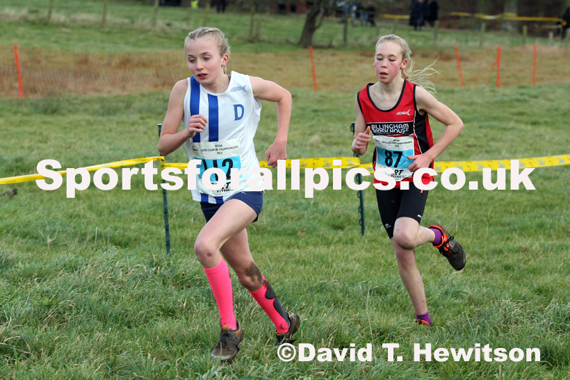 Girls under-13s cross country, 2019 North Eastern Cross Country Champs., Alnwick, Northumberland.  Photo: David T. Hewitson/Sports for All Pics